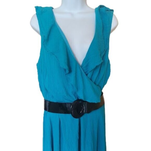 Long Bright Blue Sleeveless Dress Size 18 - 20 New NWT - Picture 3 of 7